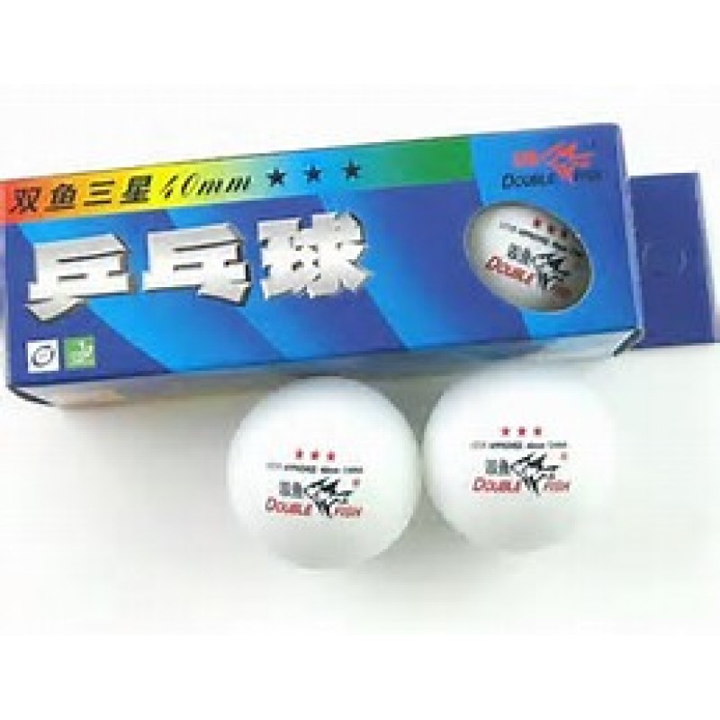 144 x Double Fish 3-star 40+mm Poly Balls White ITTF Approved for Competition 